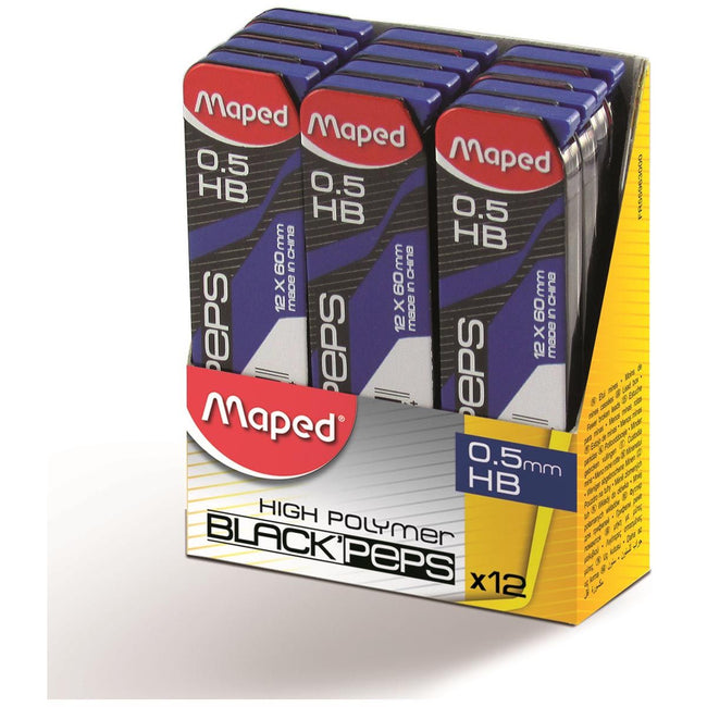 Maped -  Black'peps potloodstiften, 0,5 mm, HB, doos van 12 stuks