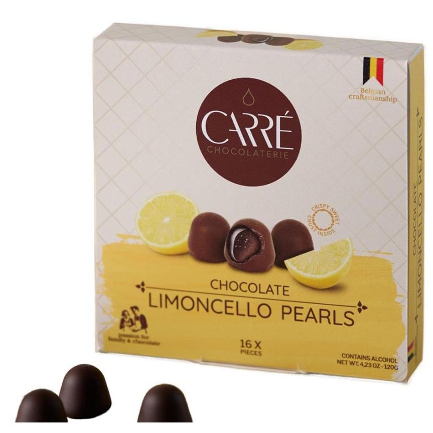 Carré - Perle di Limoncello al cioccolato, scatola da 120 grammi