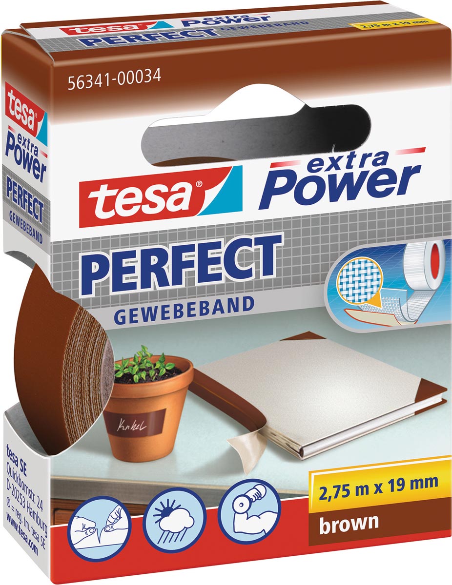 Tesa - extra Power Perfect, ft 19 mm x 2,75 m, braun