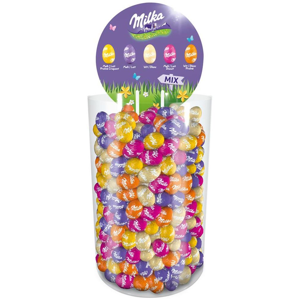 Milka -  paaseitjes, tube van 2,268 kg, assortiment van smaken