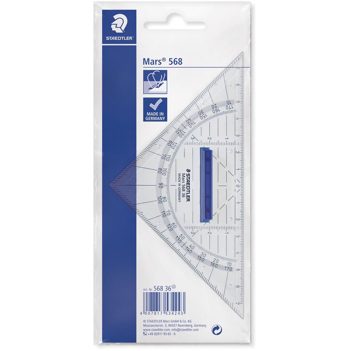 Staedtler - set square 16 cm, with removable handle
