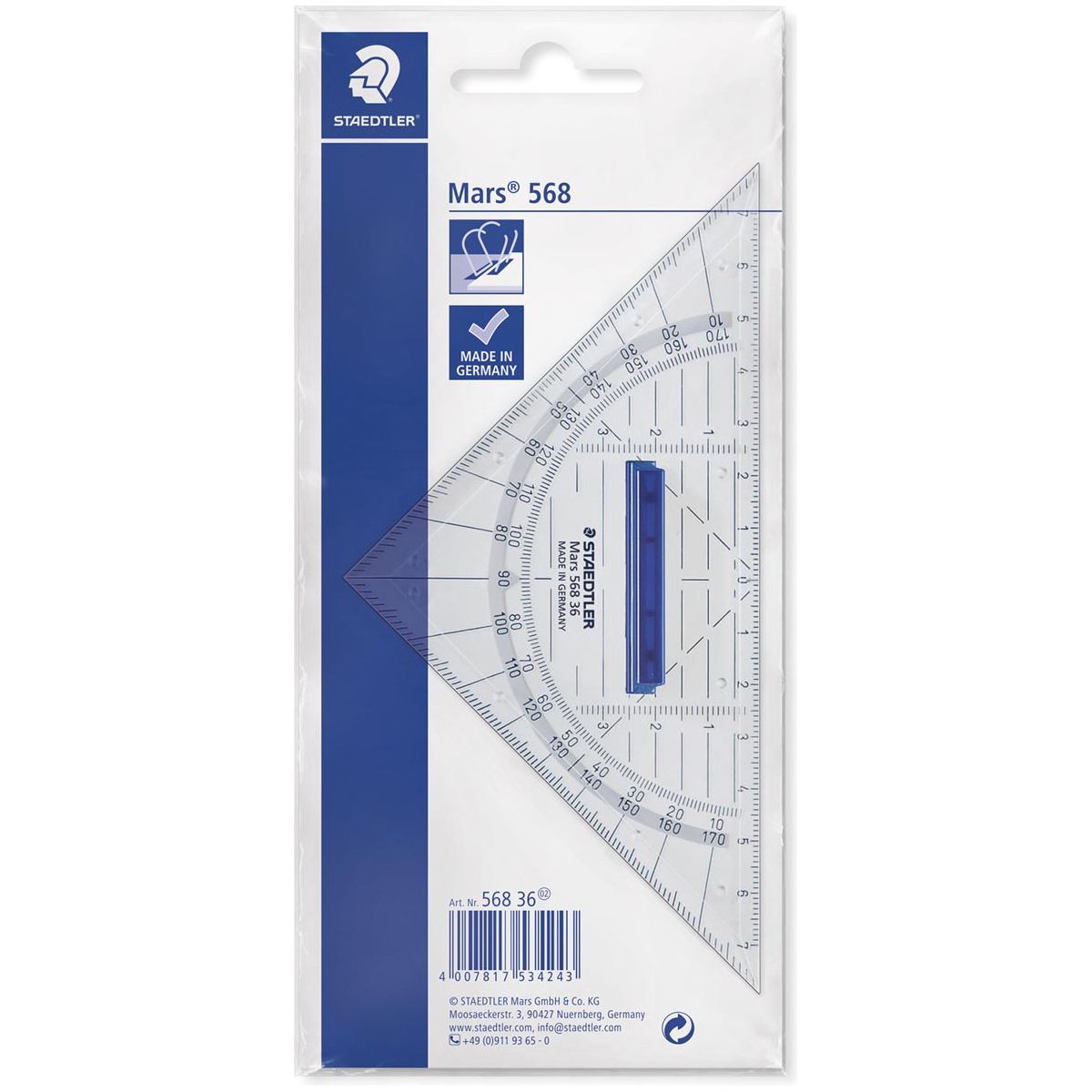 Staedtler - Geo -Dreieck 16 cm, mit abnehmbarem Griff