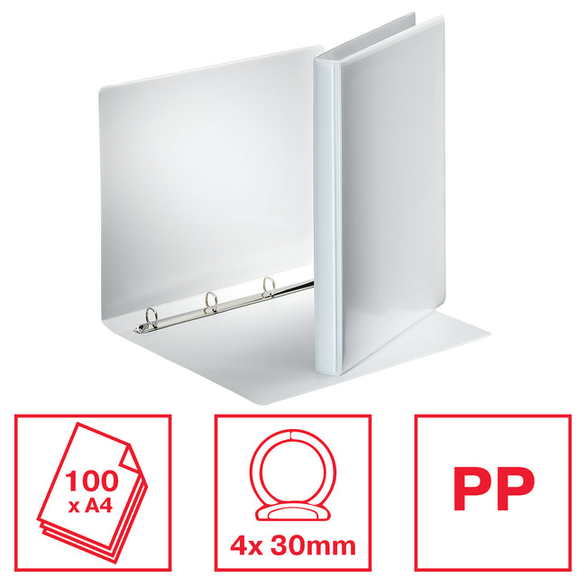 Esselte -  Panorama Ring Binders 4 x 16 mm White ringband A4 Wit