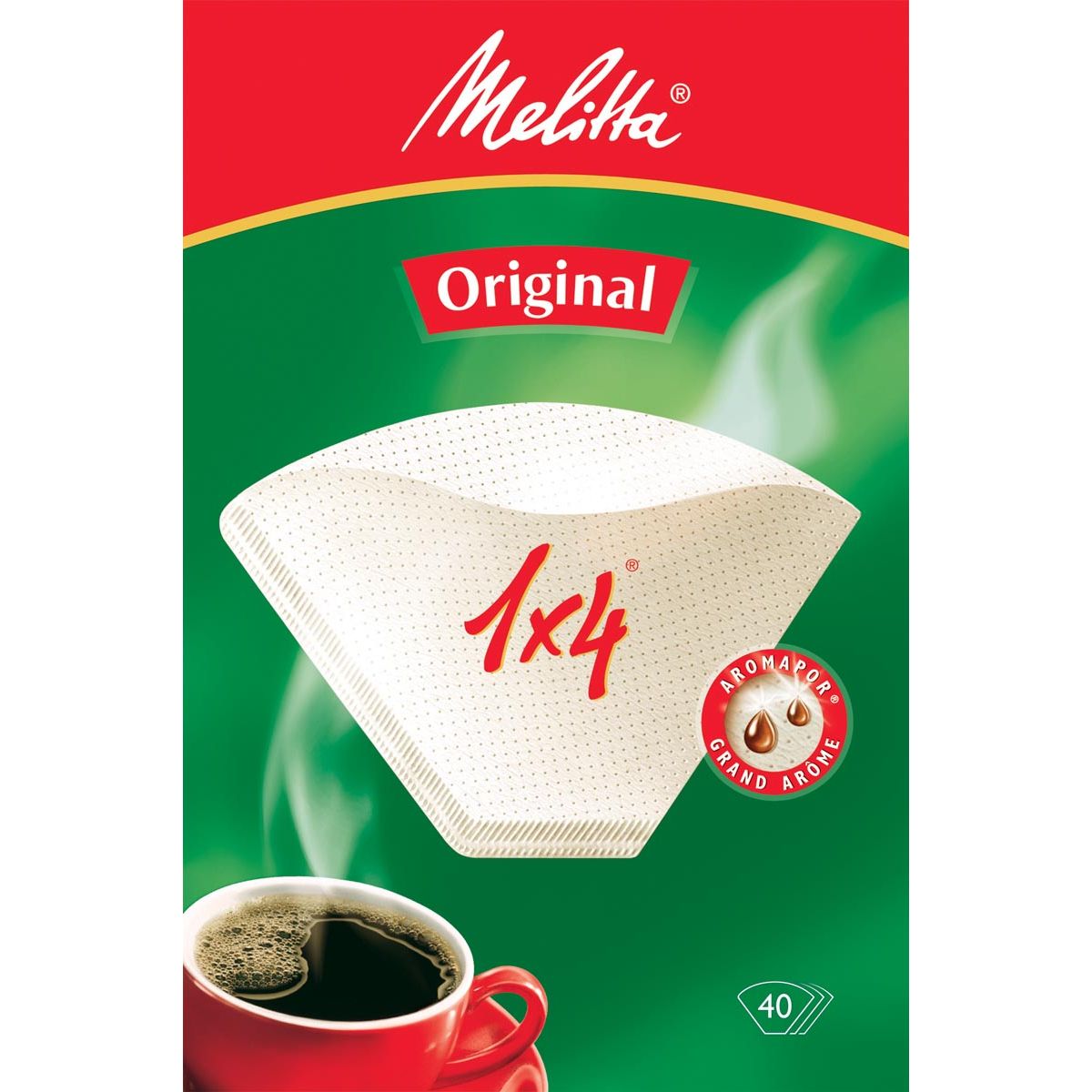 Melitta - Filtre de café 1 x 4, paquet de 40 pièces