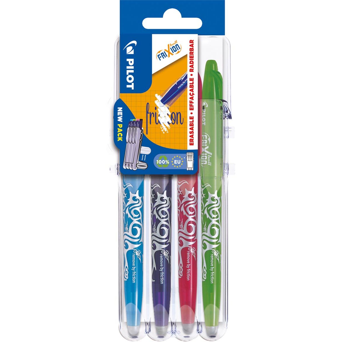 Pilot - gel roller Frixion Ball 2 Go, blister da 4 pezzi in colori assortiti