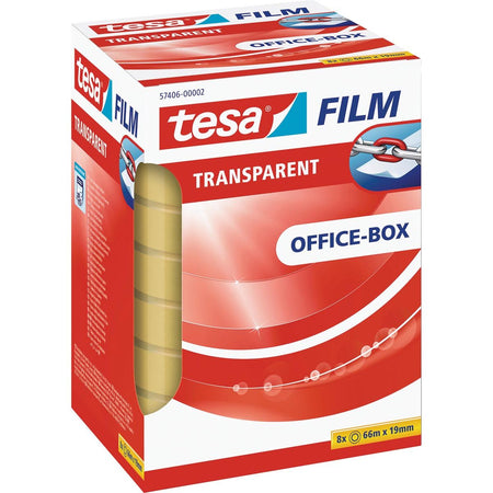 Tesa -  film transparante e, ft 19 mm x 66 m, 8 rolletjes