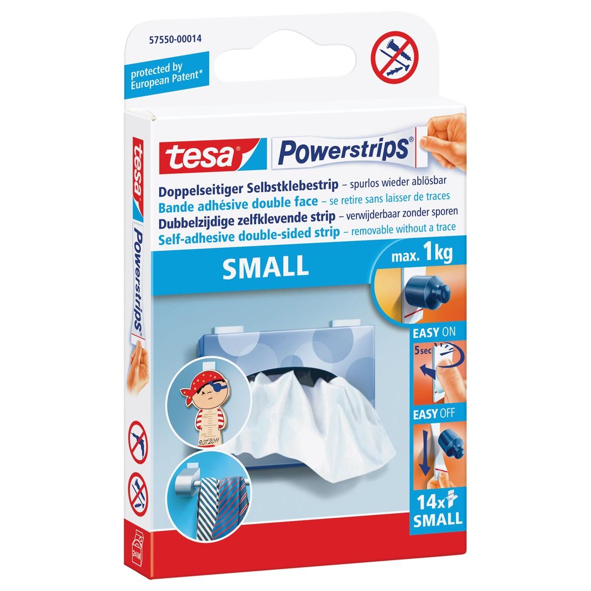 Tesa - Klebestreifen Powerstrips® SMALL doppelseitig 1kg 14 Stück