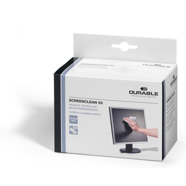 Durable - Toallitas limpiadoras Screenclean, caja de 50 unidades