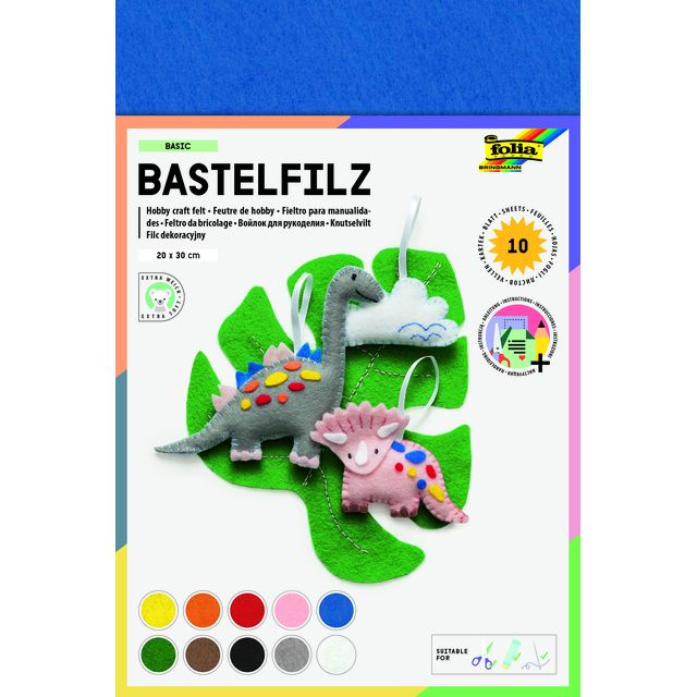 Folia Paper -  Vilt Folia 20x30cm 150gr 10 vel assorti kleuren