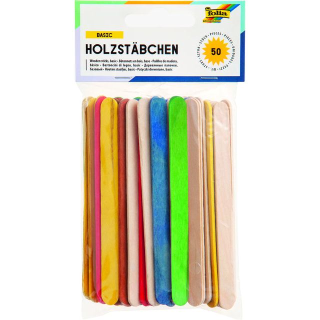 Folia Paper - Stick Folia Wood Assorti | Box A 10 blister x 50 pièces | 10 morceaux