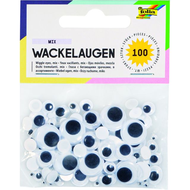 Folia Paper - Wiggle eyes Folia 100 pieces 6 sizes white 100 pieces