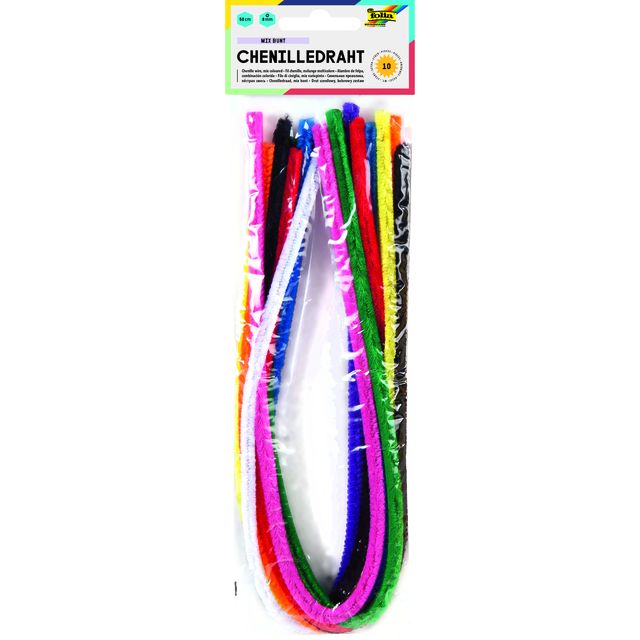 Folia - Chenille wire 50cm 8mm diameter 10 pieces assorted