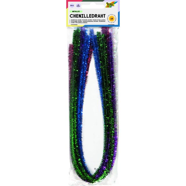 Folia Paper - Chenille wire Folia 50cm 8mm diameter 10 pieces metalic assorted | 10 pieces