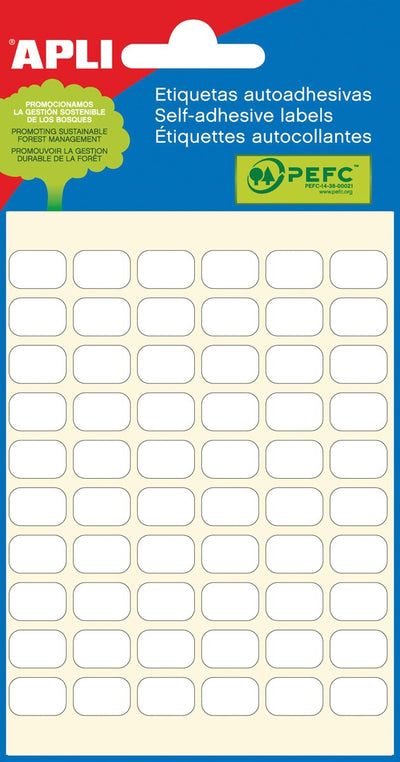 Apli -  witte etiketten ft 8 x 12 mm (b x h), 360 stuks, 60 per blad (2667)