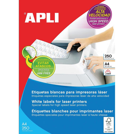 Apli - etiquetas blancas pies 70 x 35 mm (ancho x alto), 6.000 piezas, 24 por hoja (2519)