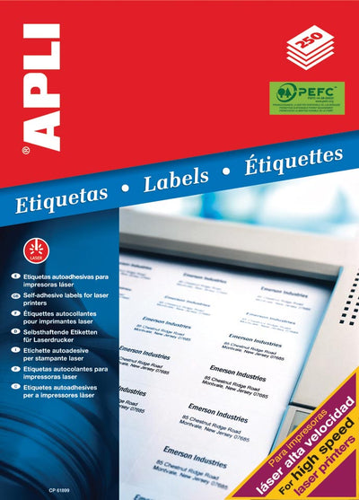 Apli -  witte etiketten Ft 210 x 148 mm (b x h), 500 stuks, 2 per blad (2529)