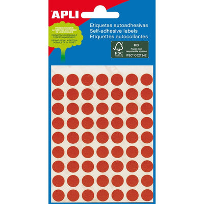 Apli - etichette rotonde in custodia diametro 8 mm, rosso, 288 pezzi, 96 per foglio (2046)
