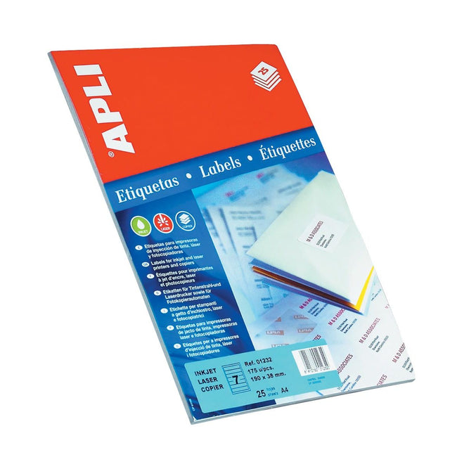 Apli - labels ft 105 x 37 mm (w x h), right angles, 400 pieces, 16 per sheet (1214)