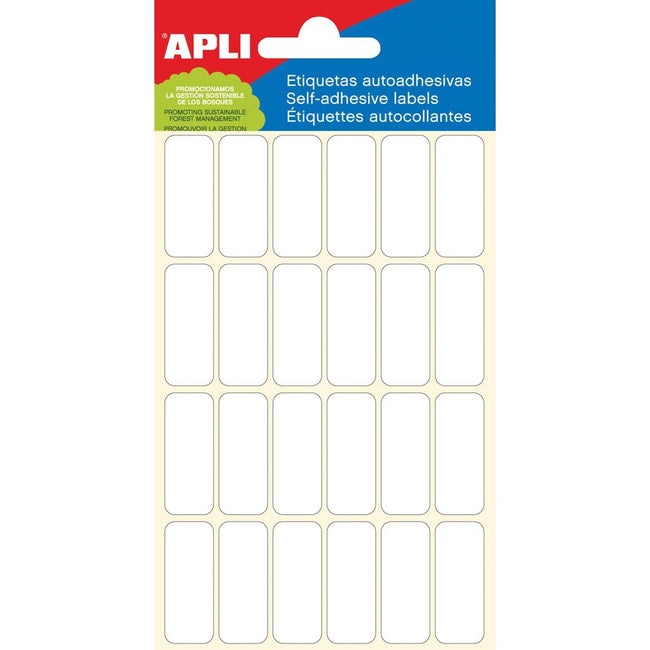 Apli -  witte etiketten ft 12 x 30 mm (b x h), 144 stuks, 24 per blad (2671)