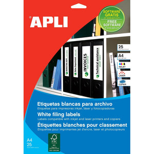 Apli – Etiketten ft 190 x 61 mm (B x H), runde Ecken, 100 Stück, 4 pro Blatt (1233)