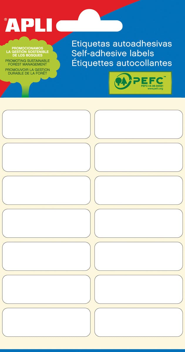 Apli - white labels ft 13 x 40 mm (w x h), 84 pieces, 14 per sheet (2672)