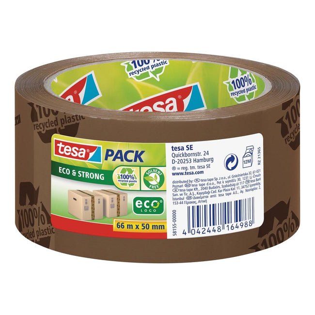 Tesa - Pack Eco Strong Ecologo, Ft 50 mm x 66 m, PVC, Braun