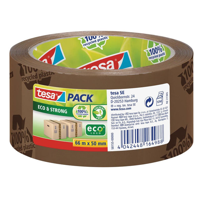 Tesa -  pack eco strong ecoLogo, ft 50 mm x 66 m, PVC, bruin