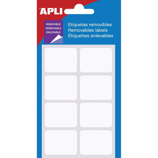 Apli - Removable white labels ft 25 x 40 mm (w x h), 56 pieces, 8 per sheet (1895), pouch of 7 sheets