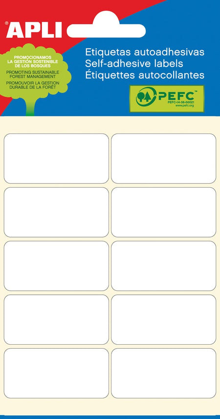 Apli - étiquettes blanches pi 19 x 40 mm (l x h), 60 pièces, 10 par feuille (2676)