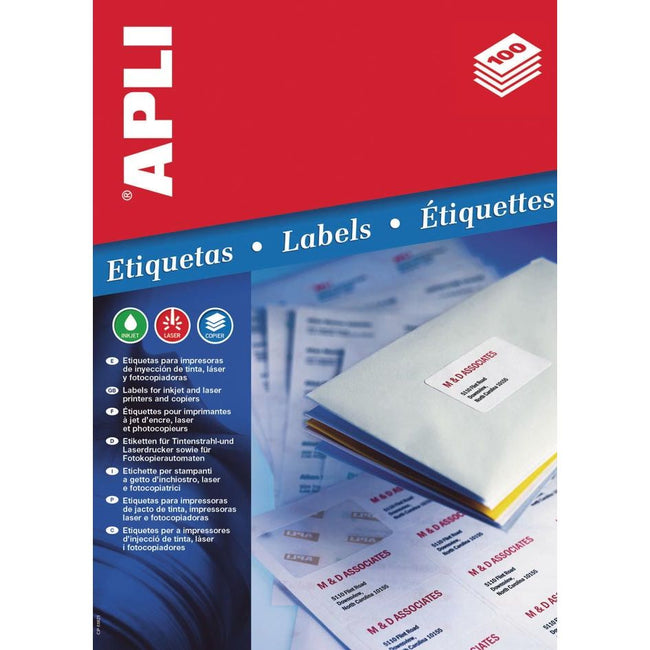 Apli - labels ft 63.5 x 38.1 mm (w x h), round corners, 525 pieces, 21 per sheet (1992)