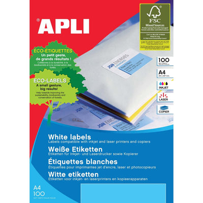 Apli - Etichette bianche ft 63,5 x 46,6 mm (l x h), 1.800 pezzi, 18 per foglio (2415)