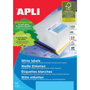 Apli - White labels ft 99.1 x 67.7 mm (w x h), 800 pieces, 8 per sheet (2420)