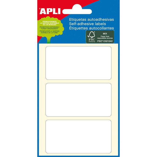 Apli - white labels ft 34 x 67 mm (w x h), 18 pieces, 3 per sheet (2684)
