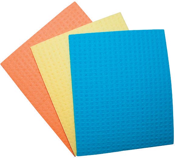 OFFICE products -   sponsdoekjes, 16 x 18 cm, geassorteerde kleuren, pak van 3 stuks