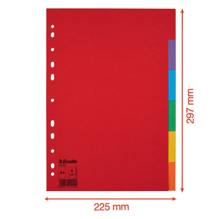 Esselte -  Tabbladen  economy a4 6dlg karton 11r ass | 20 stuks