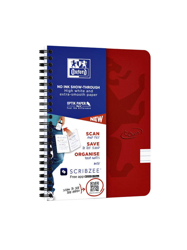 Oxford -  Spiraalblok oxf touch a5 lijn 140pag 80gr rd | 5 stuks