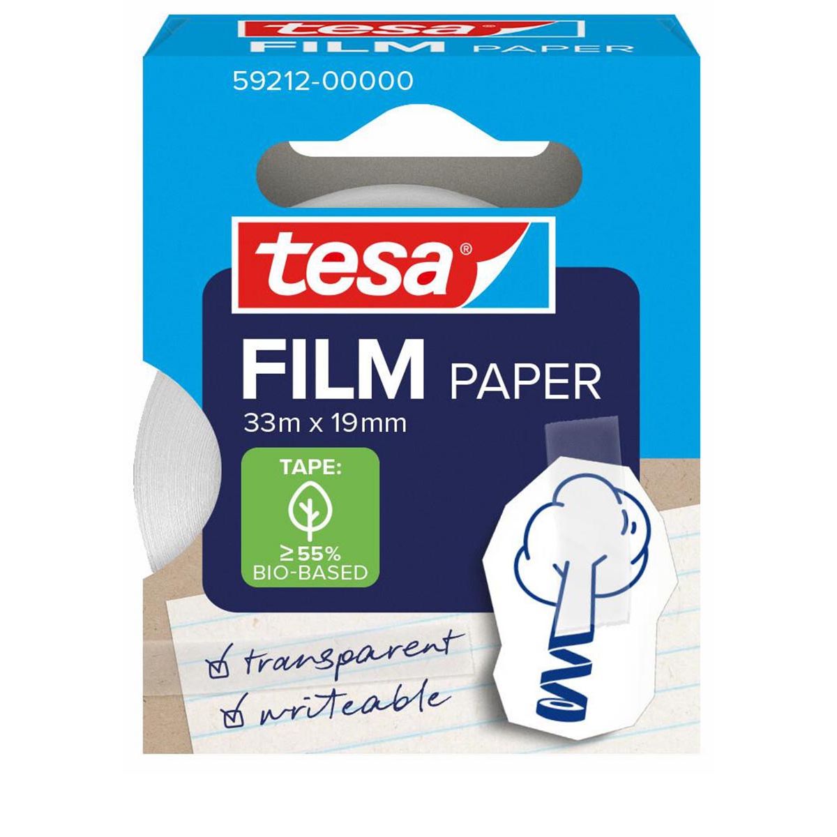 Tesa - Cinta adhesiva film papel 19mmx33m