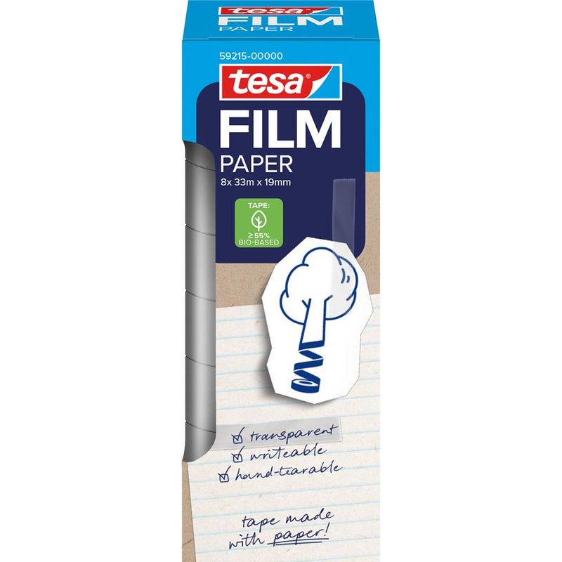 Tesa - Cinta adhesiva film papel 19mmx33m 8 rollos