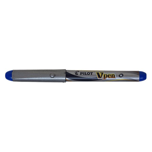 Pilot - Vulpen V-pen zilver blauw | 12 stuks