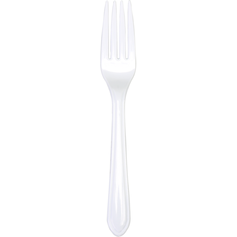 DEPA® - Fork Plastic 18 cm blanc réutilisable 50 pièces