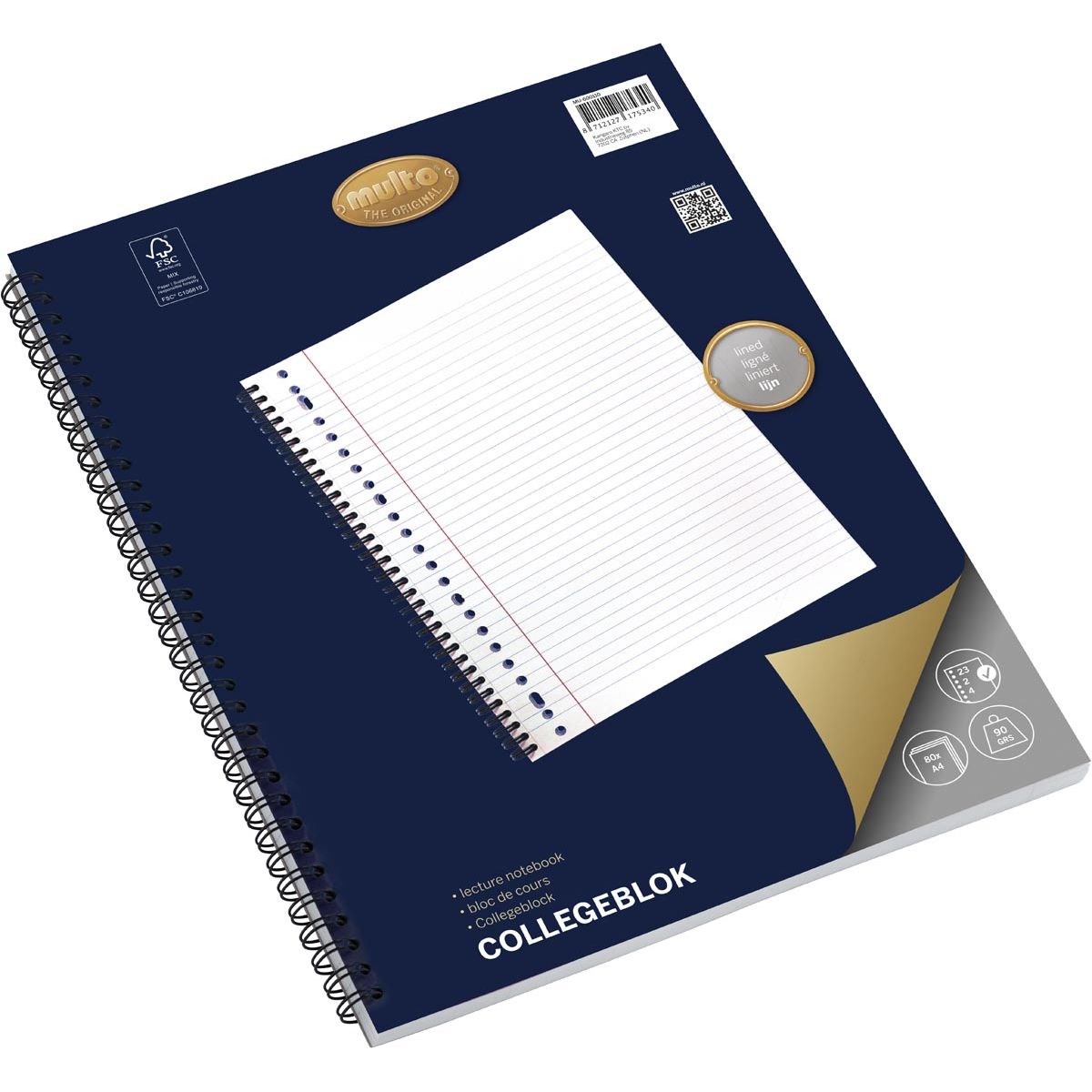 Multo -  collegedictaat ft A4, gelijnd, 23-gaats