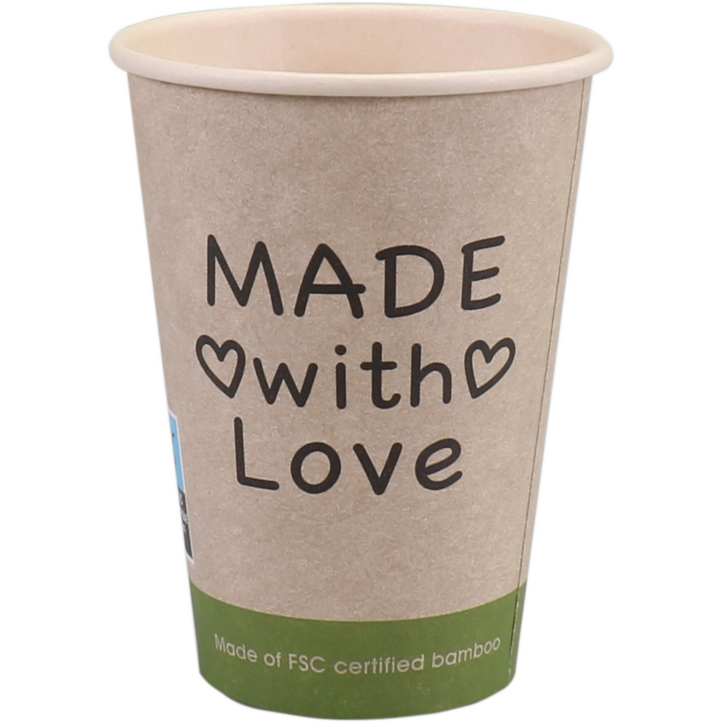 Klika -  Beker | Made with Love | Bamboepapier + PE | 180ml | 7.5oz | Ø70.3mm | 1000 stuks