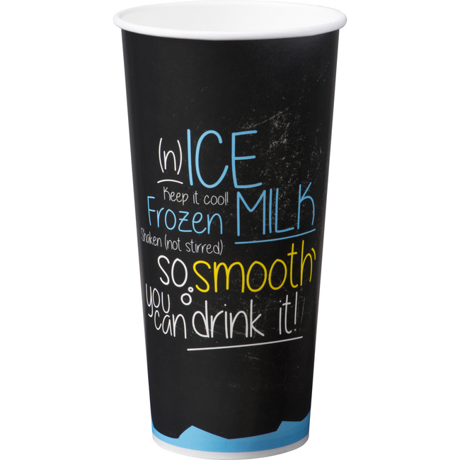 Depa - | Milkshakebeker | ICE is (N)ICE | Karton + PE | 500ml | 22oz | 170mm | zwart/blauw | sleeve met 50 stuks