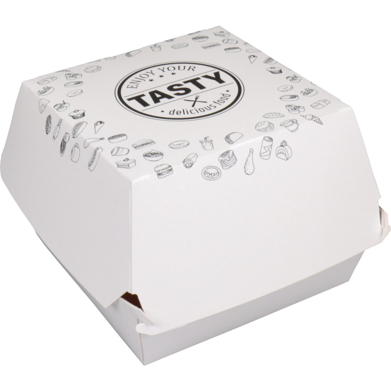 Klika -  Bak | Karton + kleicoating | TASTY | hamburgerbak | 120x120x100mm | wit | 300 stuks