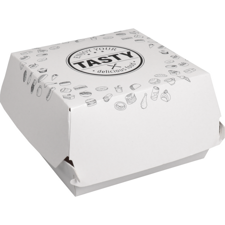 Klika -  Bak | Karton + kleicoating | TASTY | hamburgerbak | 115x115x70mm | wit | 300 stuks