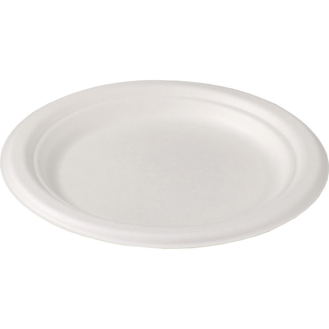 Depa - Bord | rond | 1-vaks | bagasse (suikerrietpulp) | Ø18cm | wit | 12 stuks