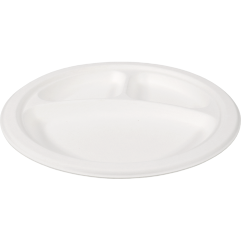 Depa - Bord | rond | 3-vaks | bagasse (suikerrietpulp) | Ø26cm | wit | 12 stuks