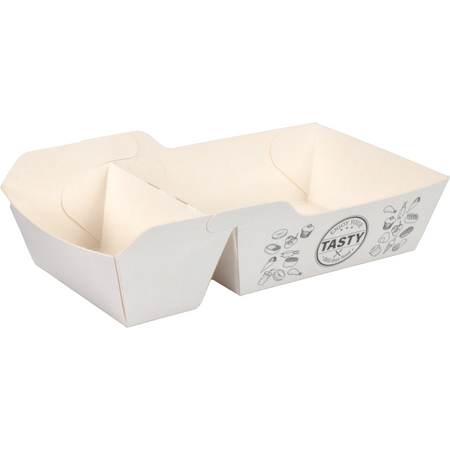 Klika -  Bak | Karton + kleicoating | A23 | TASTY | snackbak | 120x70x35mm | wit | 300 stuks