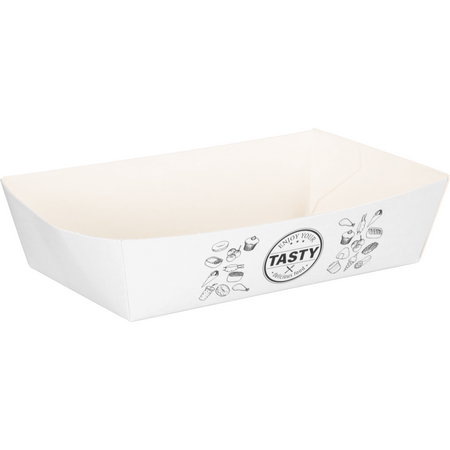 Klika -  Bak | Karton + kleicoating | A13 | TASTY | snackbak | 130x77x35mm | wit | 400 stuks