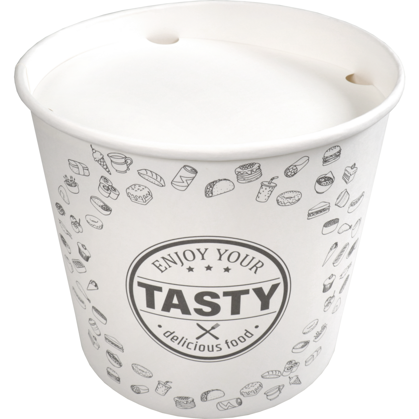 Klika -  Bak | Karton + PE | 2150ml | TASTY | incl. Deksel | foodbucket | 160mm | wit | 150 stuks